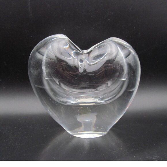 Handcrafted Crystal Heart Art Glass Bud Vase Paperweight Made in Brazil - Picture 1 of 14
